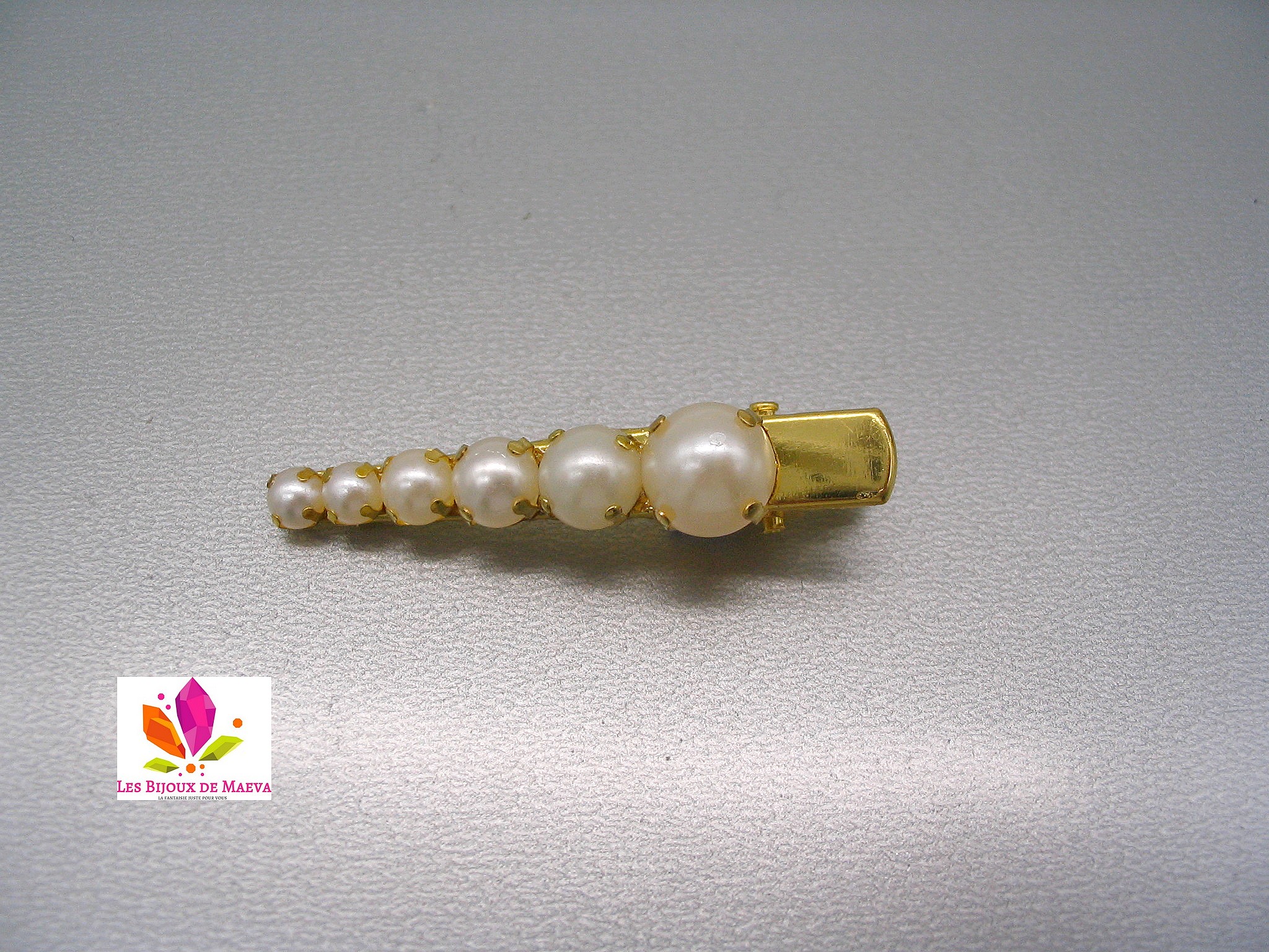Mariage/mariage/bal Argenté avec perle artificielle Strass Barrette Pince à Cheveux Grip   85 mm de diamètre 