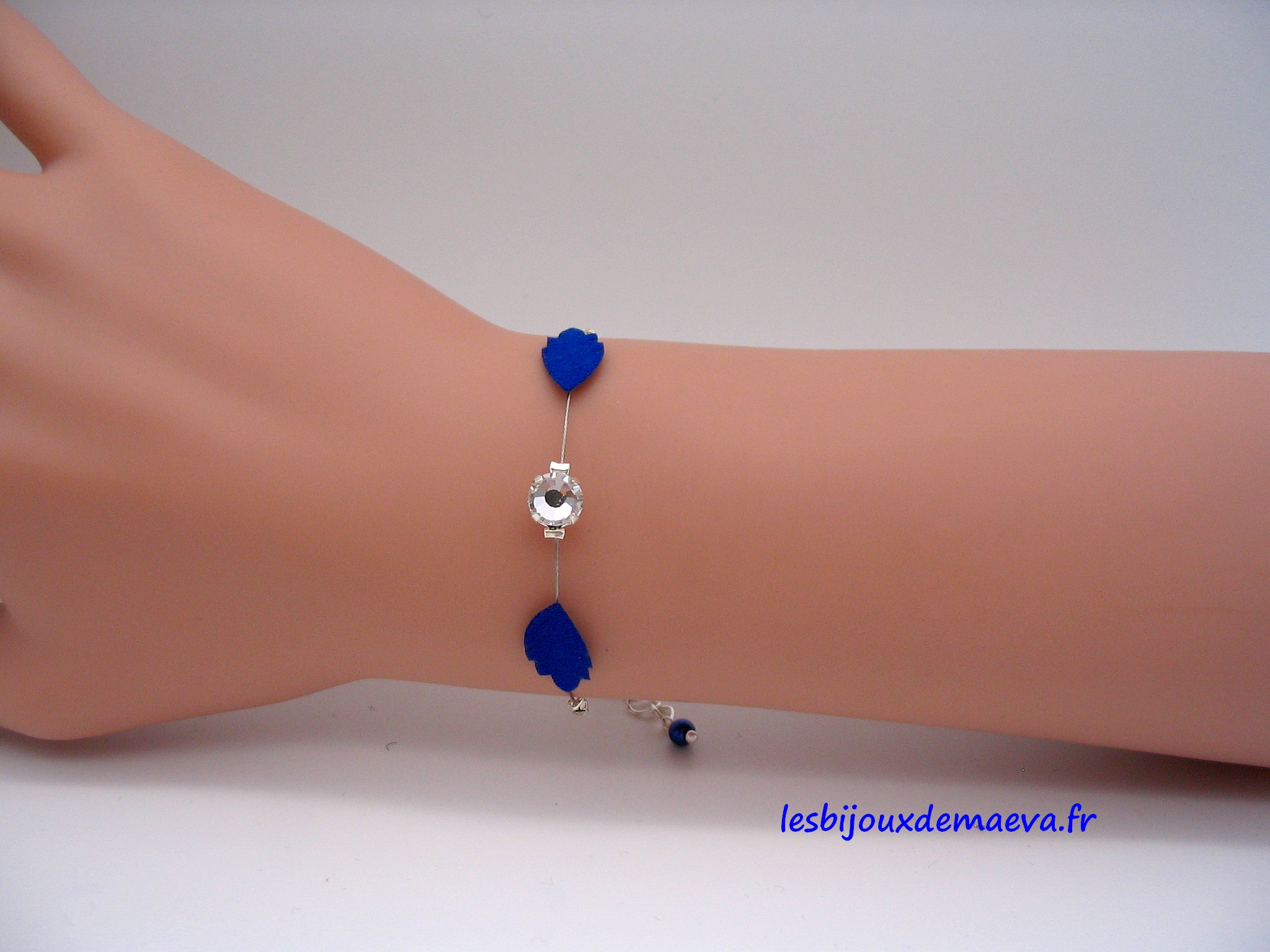 Bijoux mariage bleu roi bracelet Feuillage
