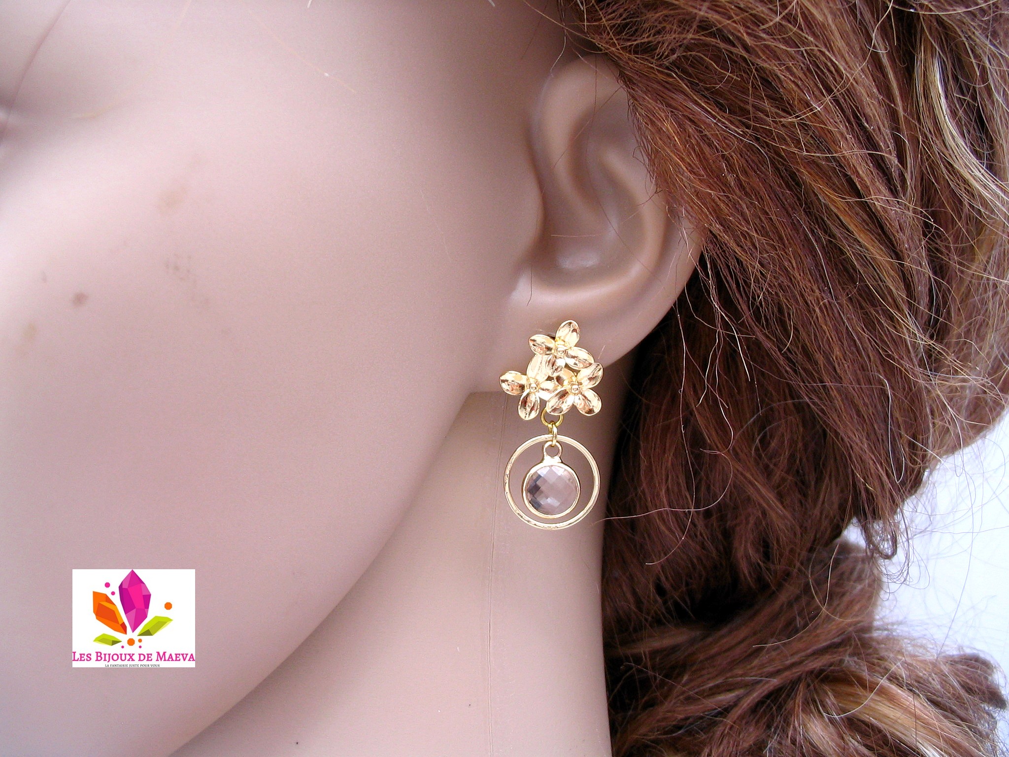 Boucles d'oreilles dorées Aubépine