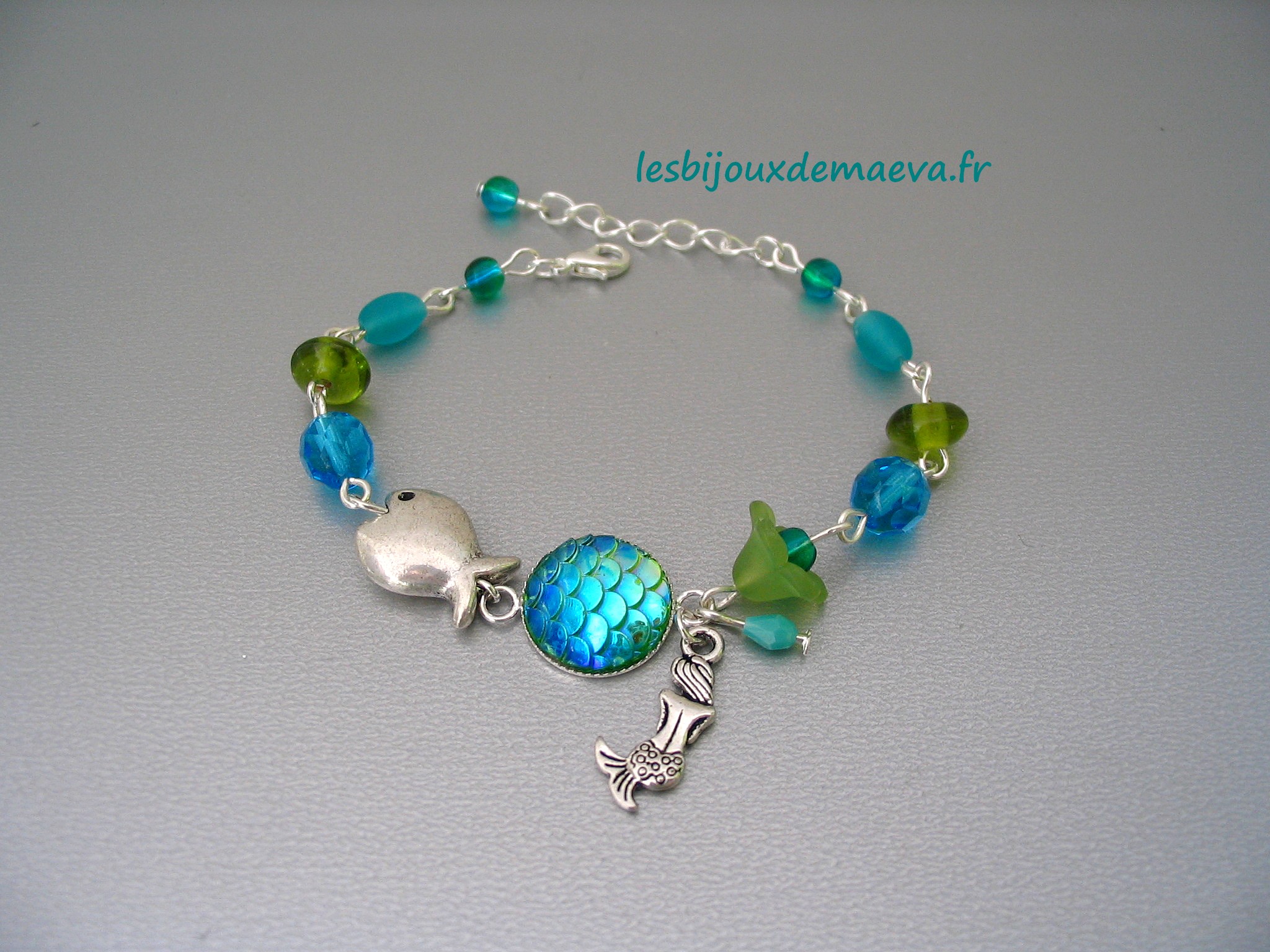 Bracelet fantaisie turquoise vert Sirène