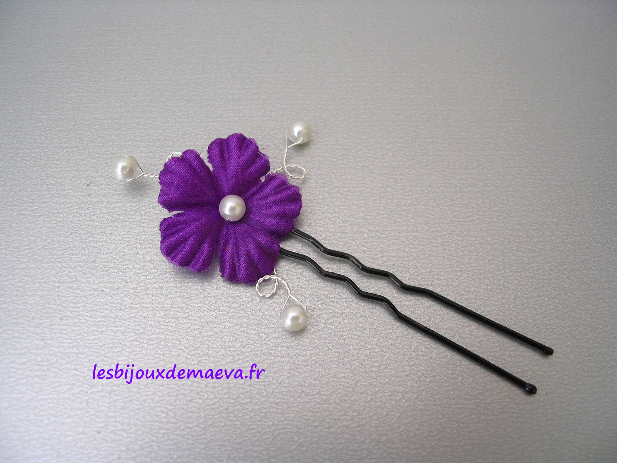Epingle cheveux mariage fleur violet