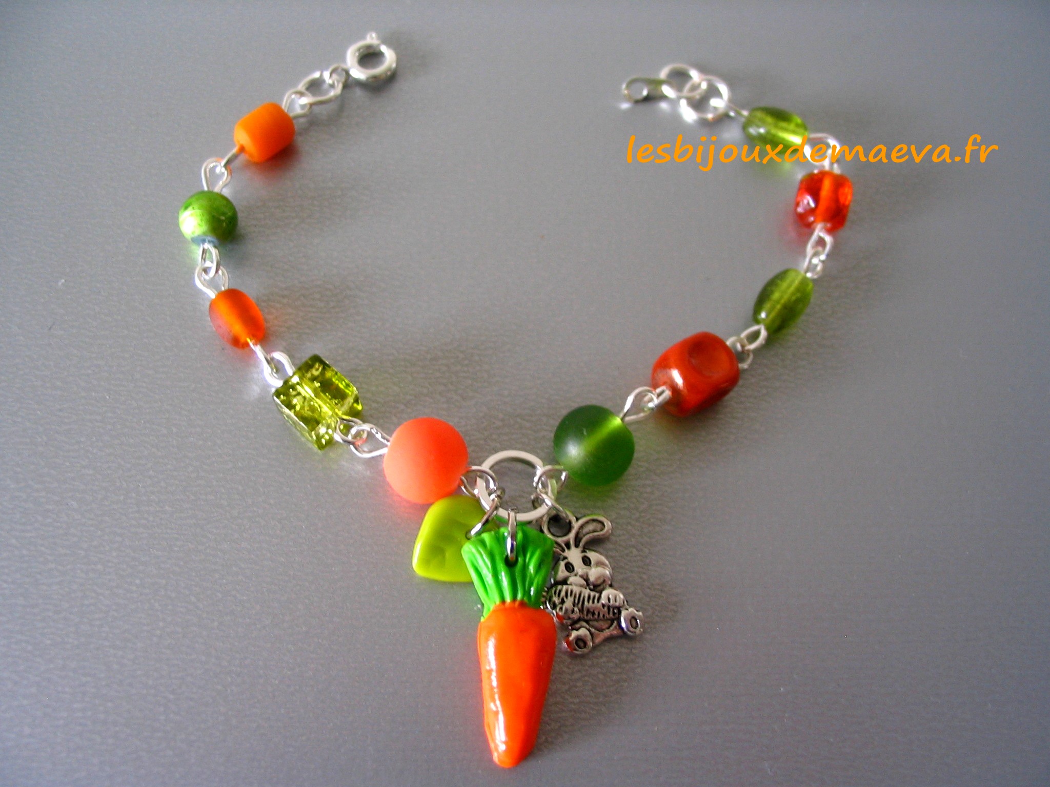 Bracelet fantaisie enfant orange et vert Carotte