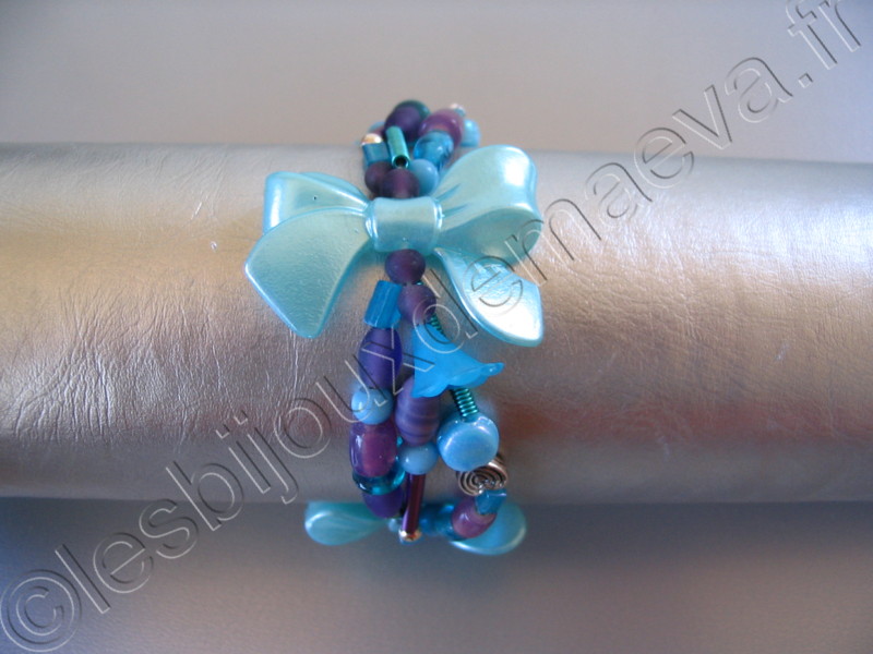 Bracelet fantaisie turquoise et violet Iris