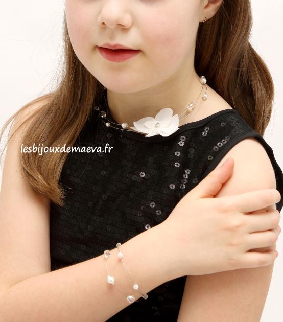 Bracelet fantaisie enfant perles blanches