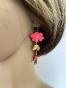 boucles d'oreilles fleurs rose
